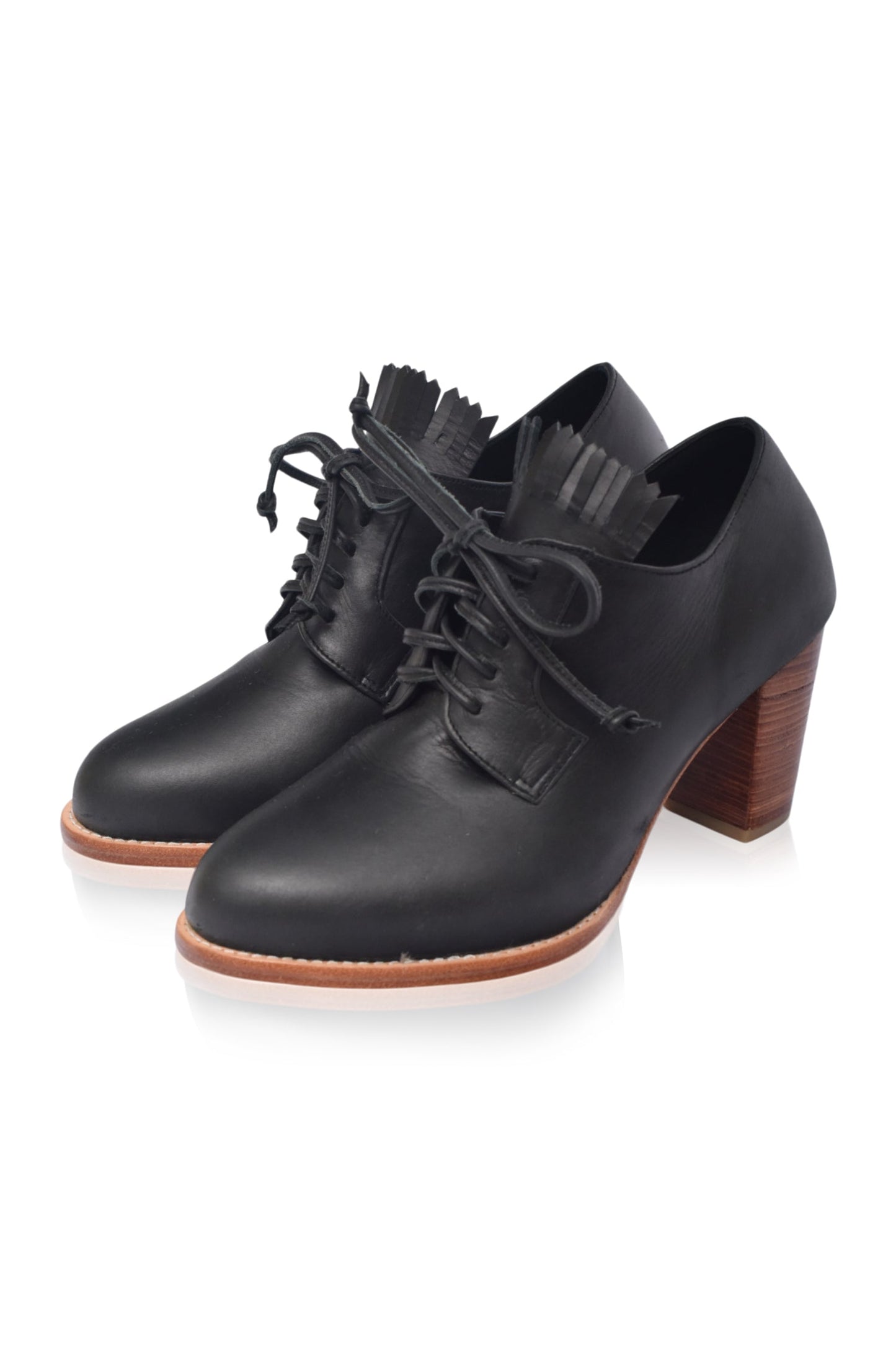 Lyon Lace-Up Leather Oxford Heels