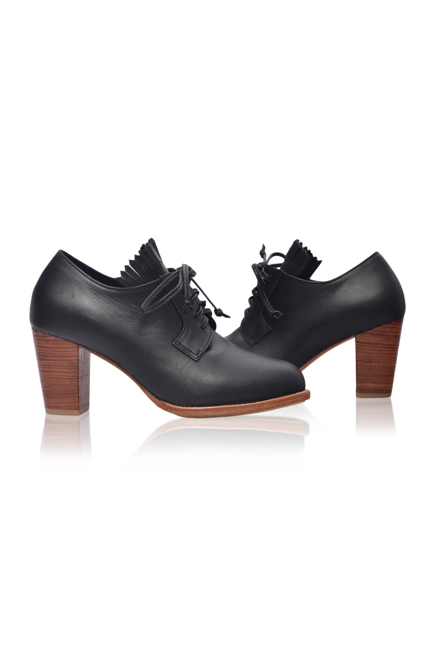 Lyon Lace-Up Leather Oxford Heels