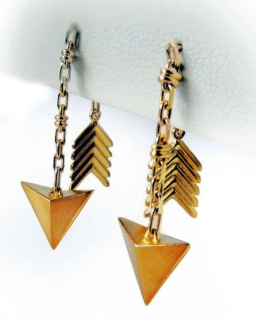 Custom Design: Illusion Piercing Arrow Earring-Sterling Silver, plate options-1
