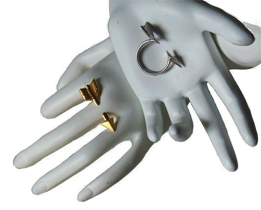 Custom Design: Illusion Piercing Arrow Ring -18K gold-0