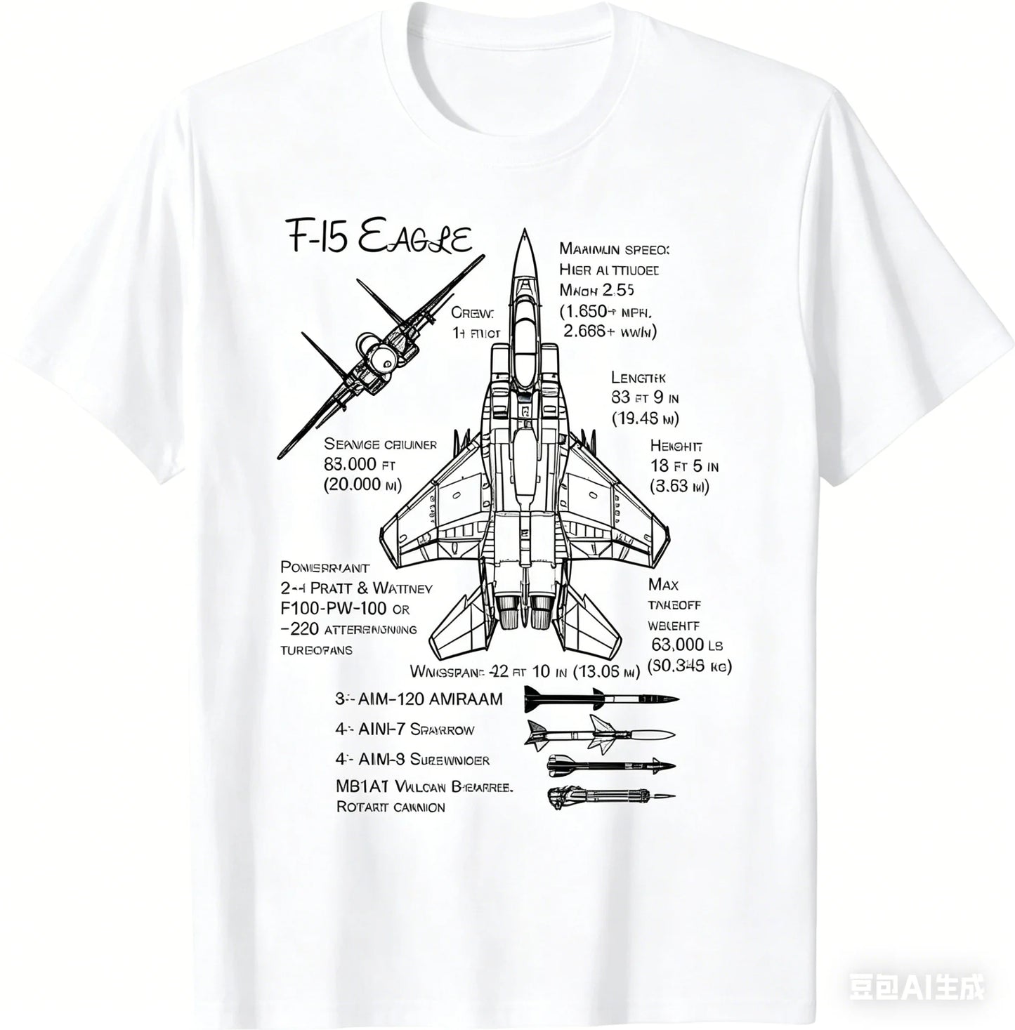 Outdoor Sports T-shirt F-15 Eagle Military Hunting Aircraft Pattern Printed Casual Loose Short-sleeved Y2k Fashion Tops Unisex