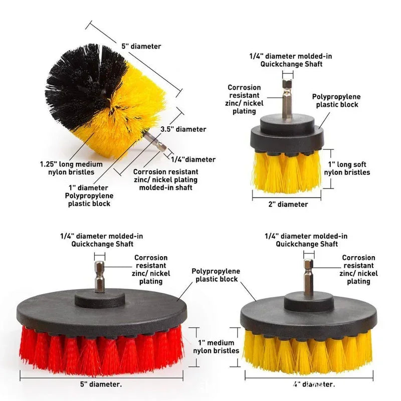 2/3.5/4/5'' Drill Brush Kit Electric Scrubber Brush for Cleaning Bathroom Bathtub Cleaning Brush Scrub Drill Cleaning Kit