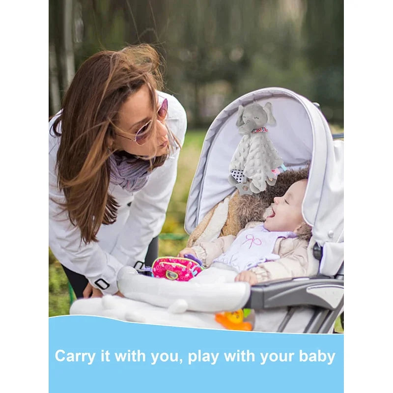 3-in-1 Soothing Elephant: Soft Blanket, Rattle, and Crib Hanging Toy for Babies