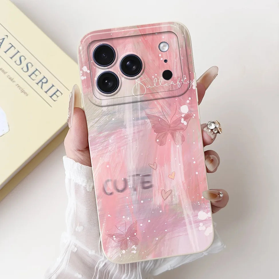 For iPhone 17 Pro Case Silicone Luxury Flowers Cute Kawaii Funny Painted Cover For iP 17 Pro Phone Case A3256 A3522 A3523 A3524