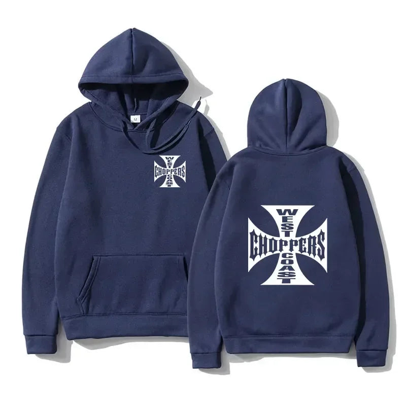 West Coast Iron Cross Choppers Printed Men's Hooded Fashion Cool Sweatshirt Unisex Fashion Fleece Oversized Hoodie Streetwear