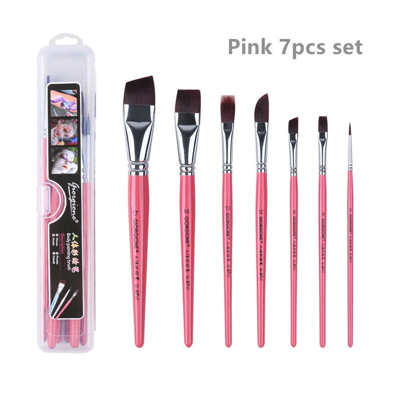 7/10/17 Pcs Multi-functional Face Body Paint Brushes High Quality Sky Blue Artist Watercolor Painting Makeup Tool Make Up Brush