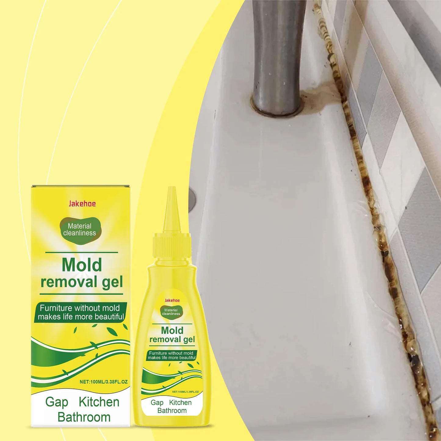JAKEHOE Kitchen Cleaning Gel Quickly Dissolving Mildew Stains Eliminate Odors No Residue Household Mold Remover Gel for Bathroom
