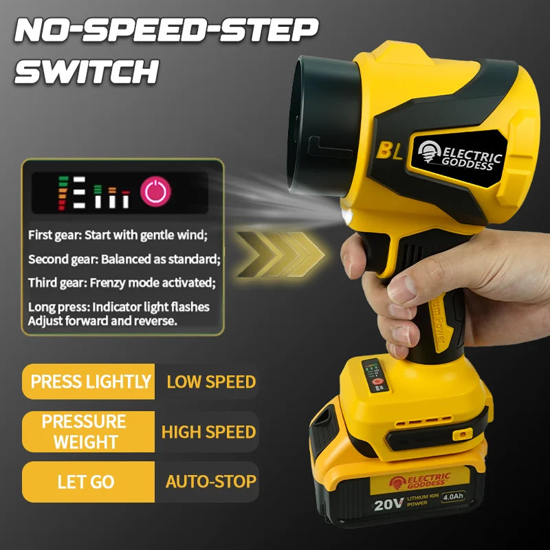 Brushless 300000RPM Electric Turbo Blower Jet Fan Vacuum Cleaner Handheld Leaf Blower Dust Blowing For Dewalt 20V Battery Pin