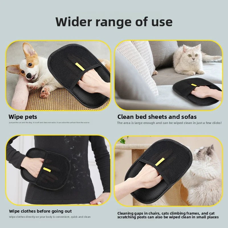 Pet Hair Remover Brushing Gloves – Remove Fur from Clothing, Furniture, Car Seats, Bedding & Upholstery Lint Hair Grooming Tool