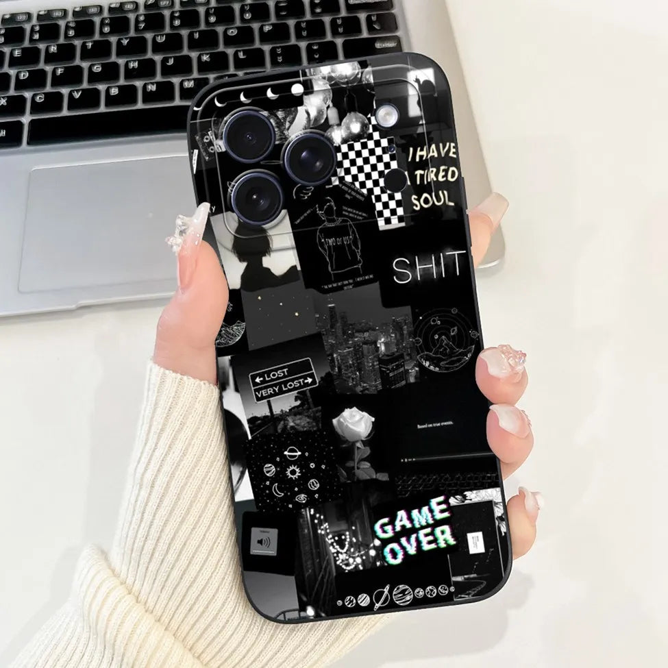 For iPhone 17 Pro Case Silicone Luxury Flowers Cute Kawaii Funny Painted Cover For iP 17 Pro Phone Case A3256 A3522 A3523 A3524