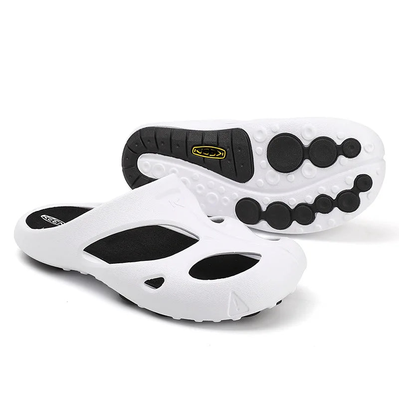 Wangkeen Shanti Outdoor Casual Beach Sandals Breathable Comfortable Men's Women's Trekking Shoes PVC Upper Flat Heel Printed...
