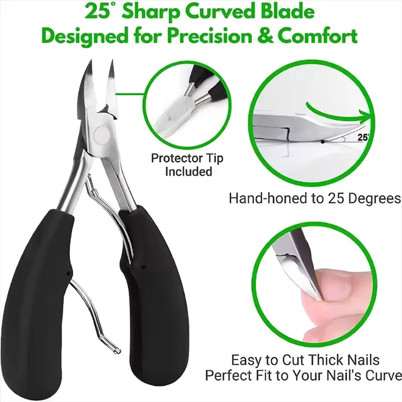 Stainless Steel Nail Clippers Trimmer Ingrown Pedicure Care Professional Cutting Tools for Feet Toenail Paronychia Improved