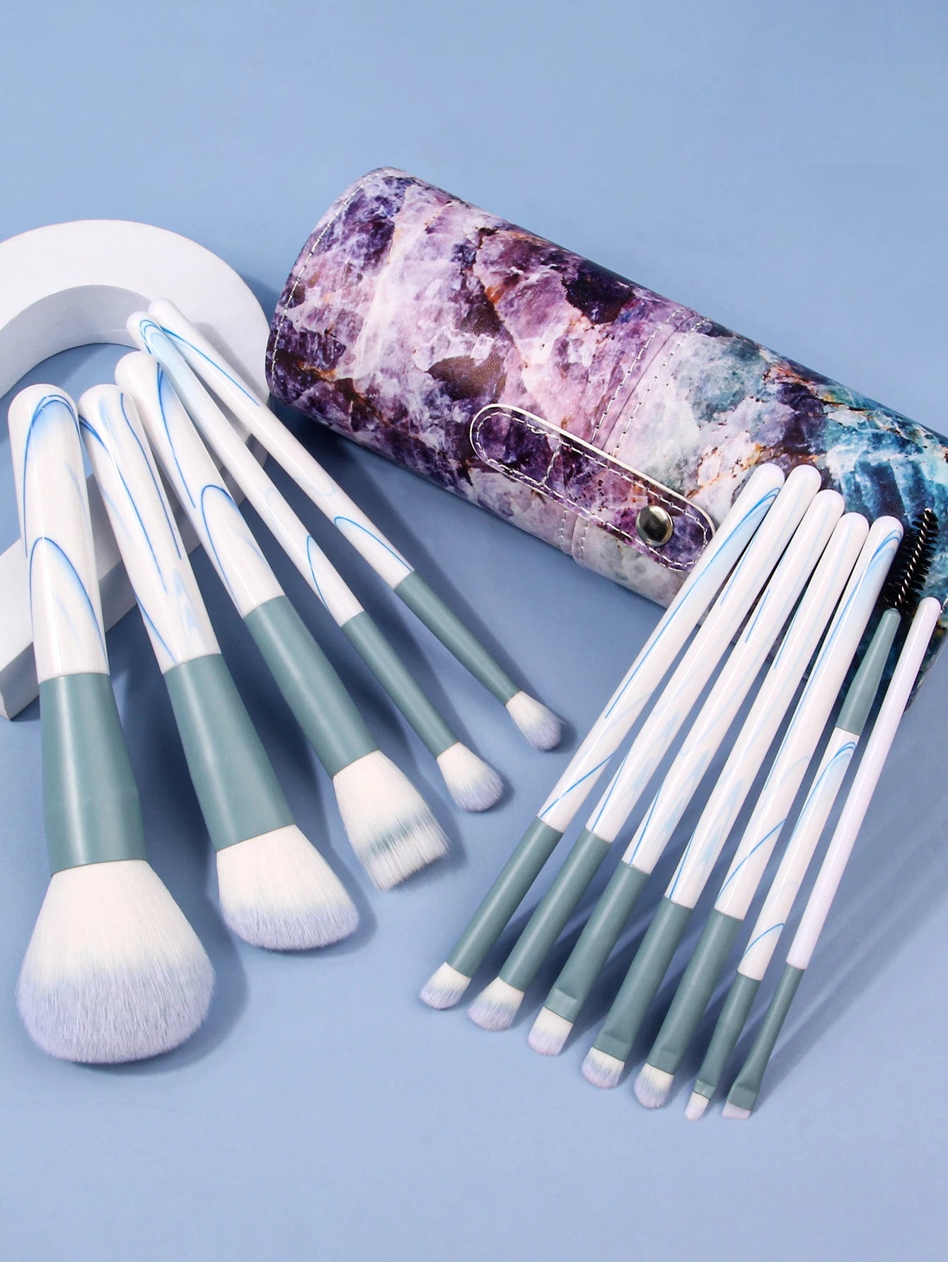 Multi-Function Cosmetic Brush Set, 12pcs Pink Fiber Makeup Brush Kit for Women with Makeup Brush Storage Bucket