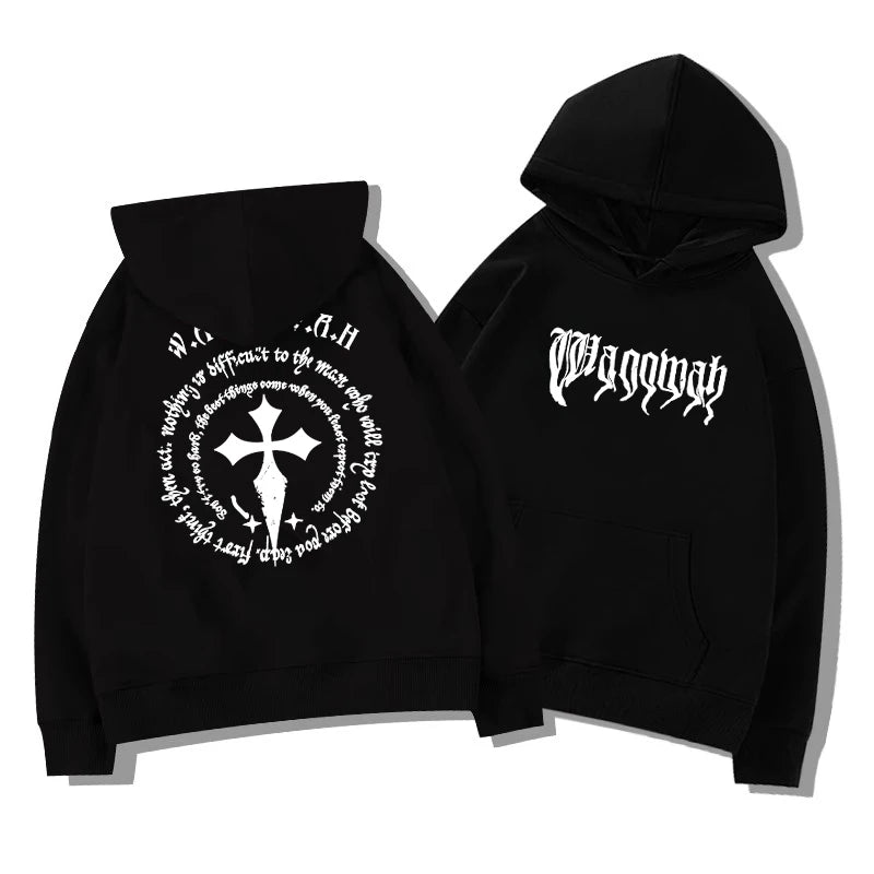 Super Stylish European American Street Design Niche Adult Men's Autumn Winter Fleece Warm Outdoor Loose Soft Hooded Sweatshirt