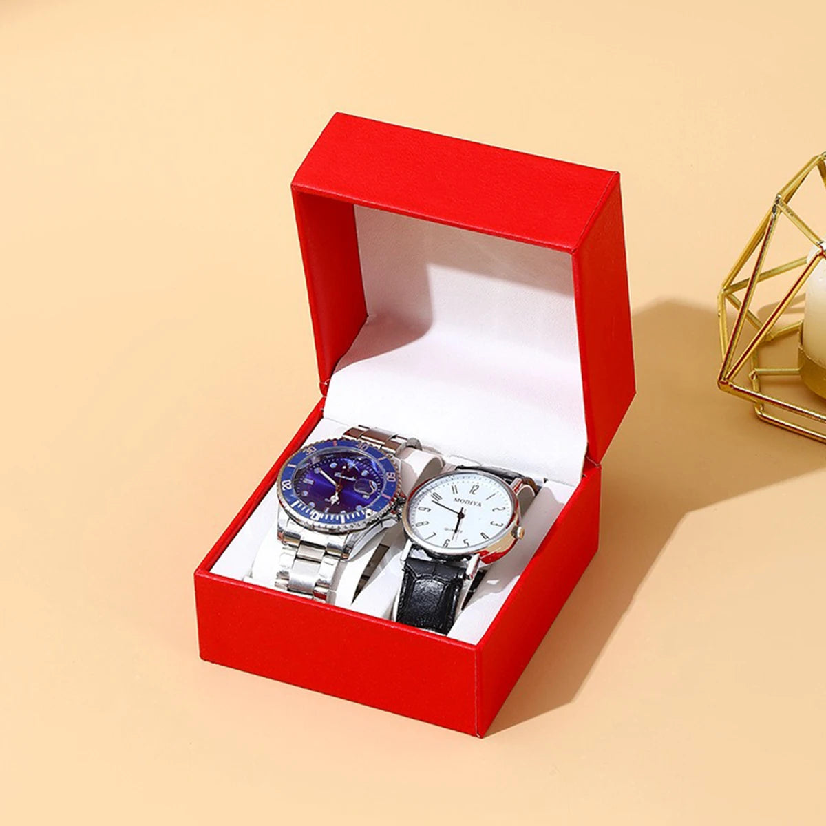 Double Watch Box with Soft Protective Lining - Exquisite Craftsmanship Multi-Color Watch Storage Case for 2 Watches
