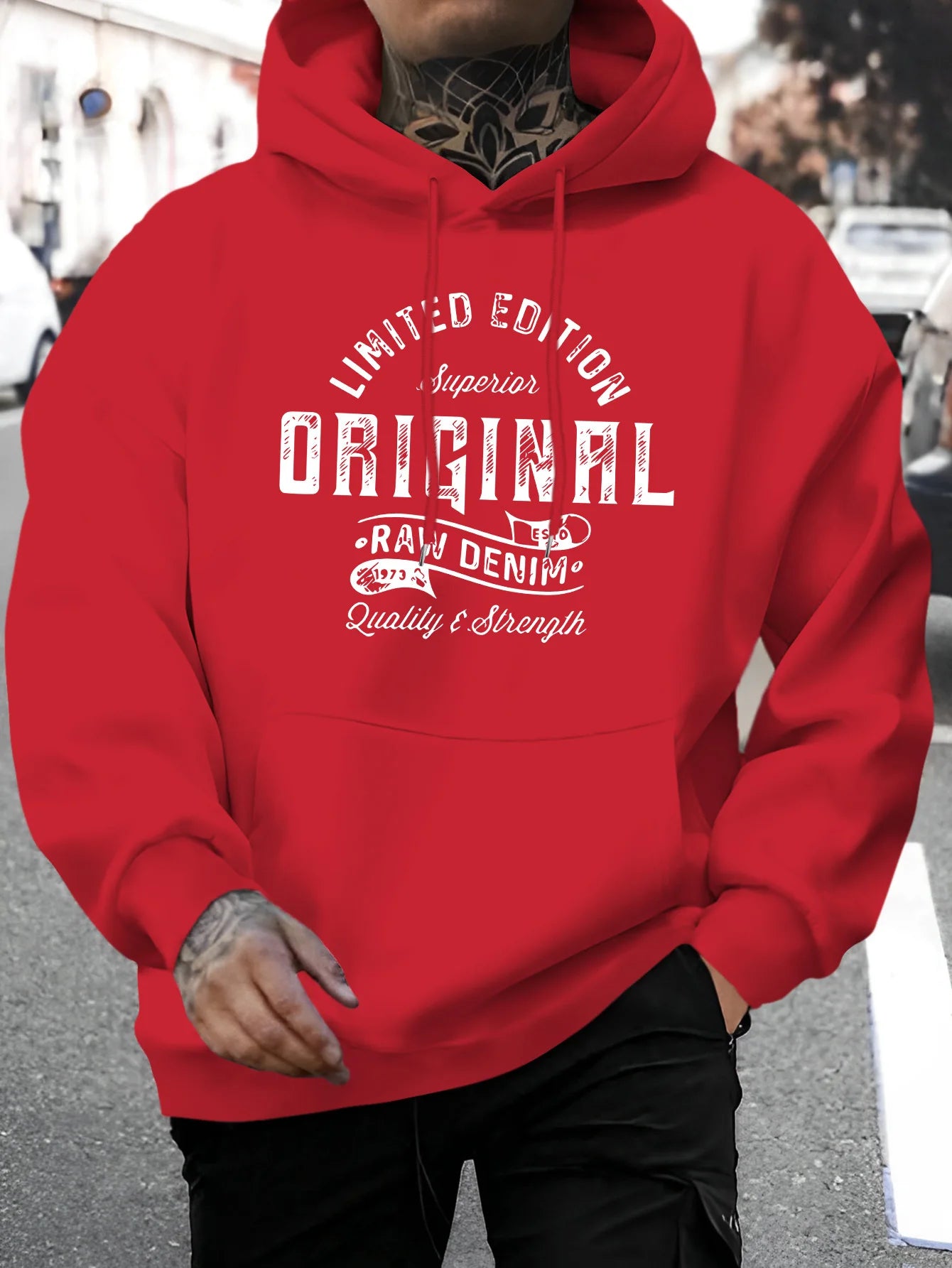 Men's top men's long sleeved round neck loose plus size autumn and winter hooded sweatshirt T-shirt top