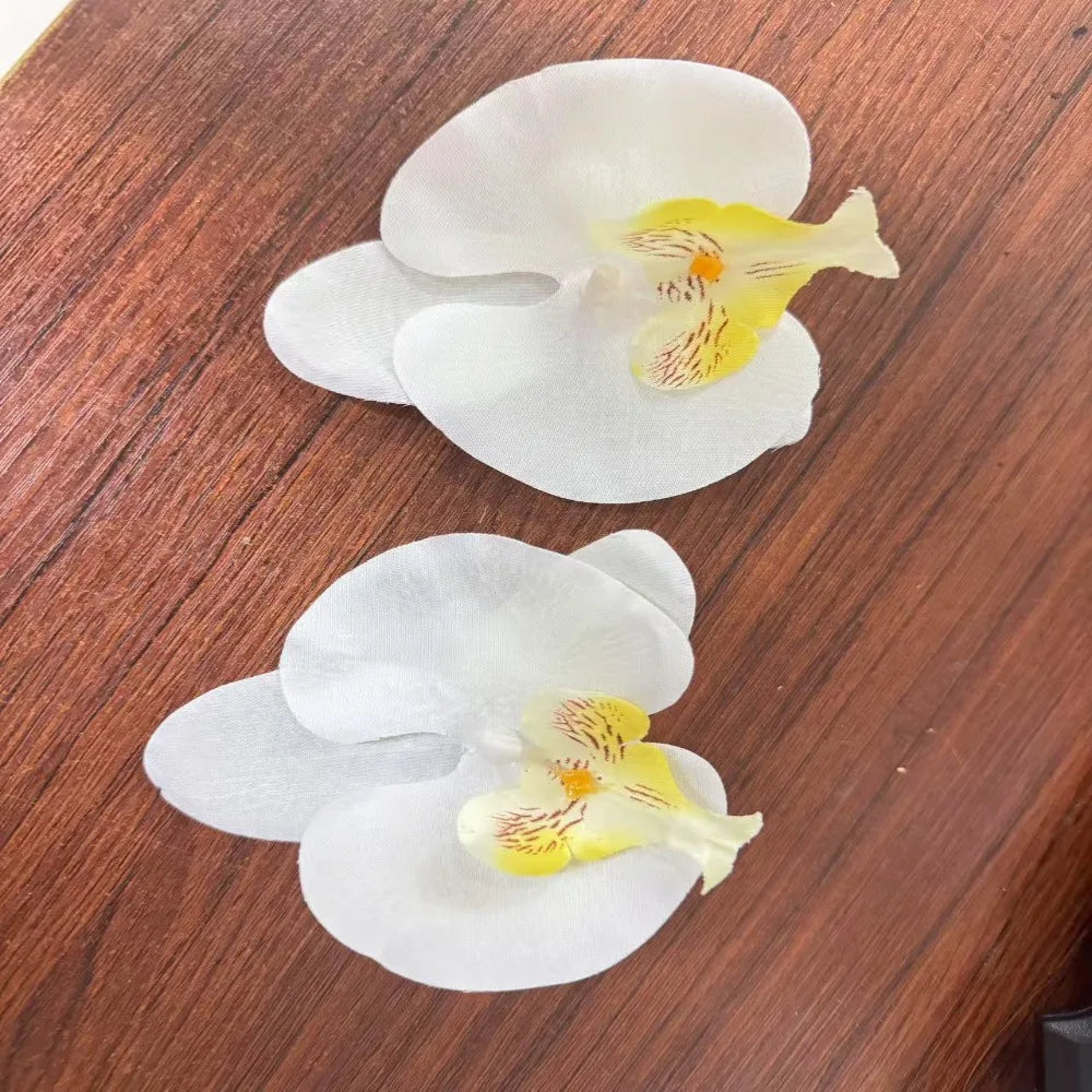 1Pair Thai Fairy Butterfly Flower Shoe Buckles Phalaenopsis Shoe Flower Sandals Sweet Butterfly Orchid Shoe Accessory Shoe Clips