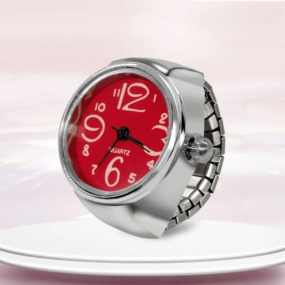 Mini Watch Rings Vintage Punk Elastic Strap Alloy Watches Women Men Couple Rings Jewelry Clock Roman Quartz Watch Rings