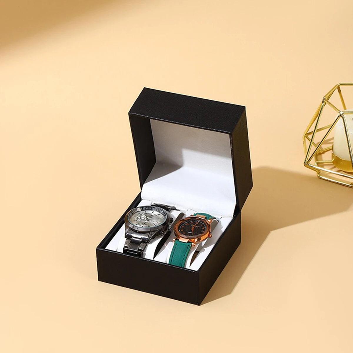 Double Watch Box with Soft Protective Lining - Exquisite Craftsmanship Multi-Color Watch Storage Case for 2 Watches