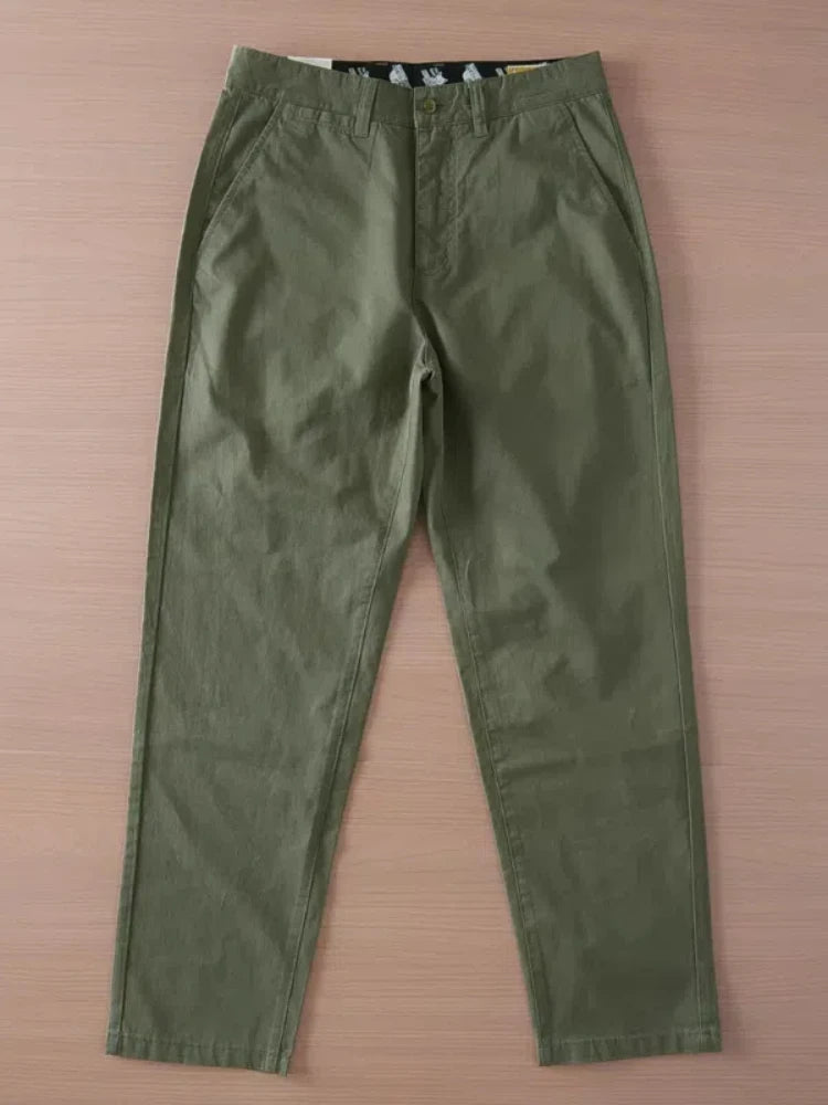 2025 Spring and Summer New Japanese Retro Thin Cargo Pants Men's Simple 100% Cotton Washed Commute Casual Straight Trousers