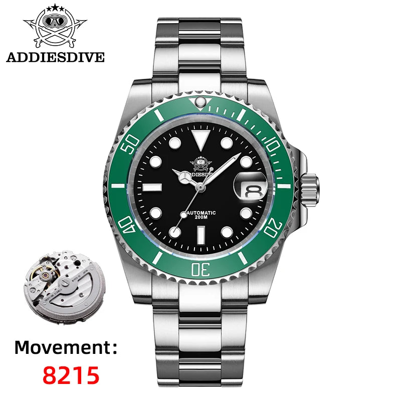 ADDIESDIVE Luxury New Men's Watches Waterproof Sapphire Automatic Mechanical Watches Stainless Steel Luminous Dive Watch For Men