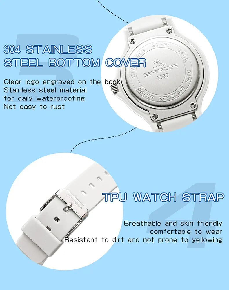 SANDA 9072 Fashion Students Quartz Watch New Design Soft TPU Strap Water Resistant Outdoor Sports Wrist Watches for Man