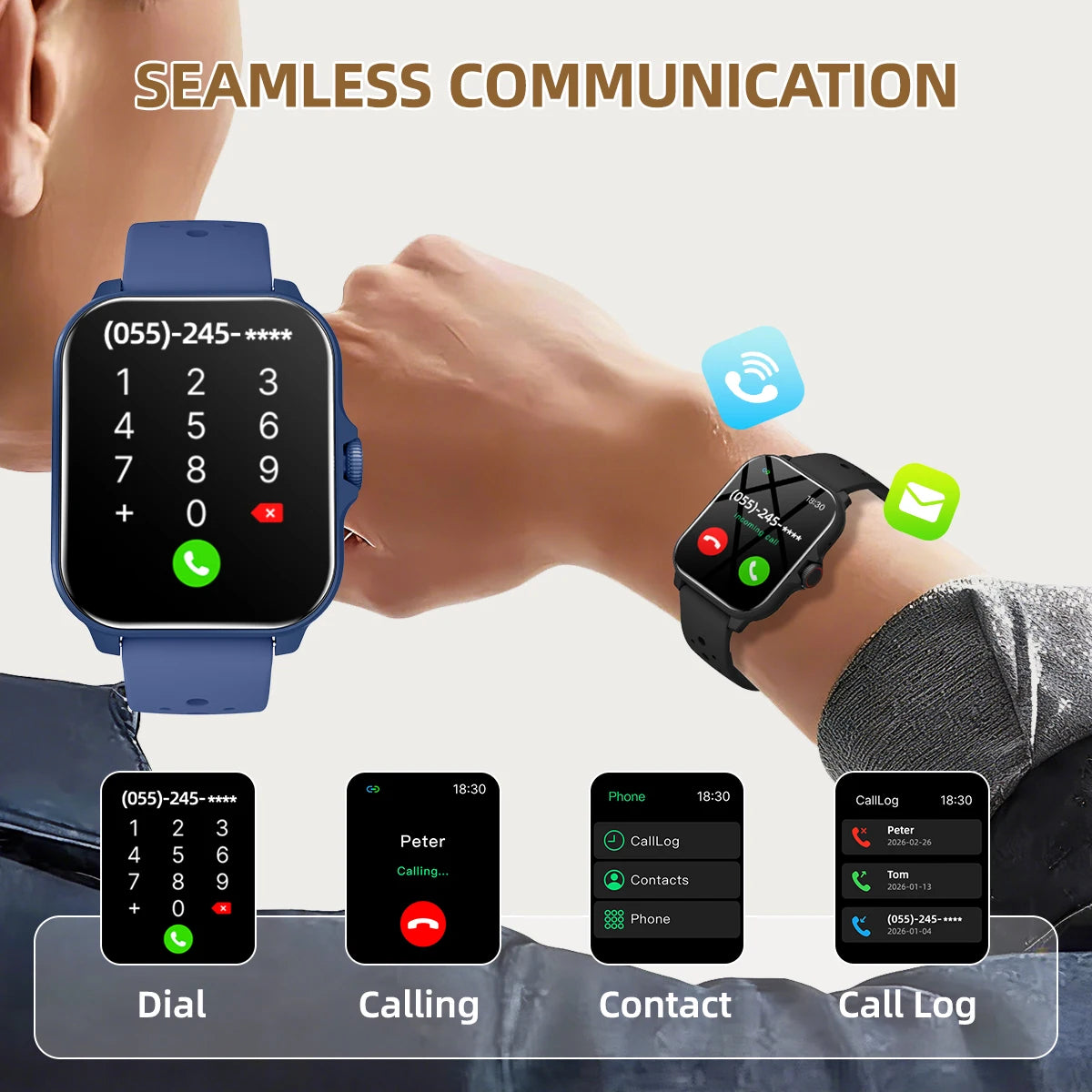 2026 1.83-inch Smartwatch Bluetooth Call Voice Assistant Music Player  Outdoor Sport Fitness Partner Data Records Men Women