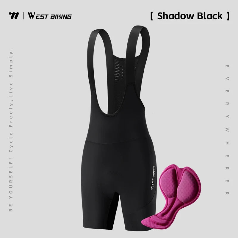 WEST BIKING Women Cycling Bib Shorts Summer High-waisted MTB Road Bike Shorts Breathable Quick Dry Yoga Fitness Bicycle Tights