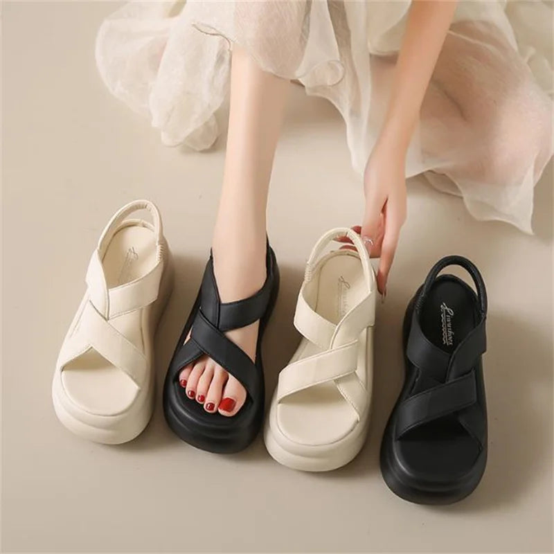 Size 33-40 Shoes for Women Summer Fashion Women Retro Beach Sandals Round Toe Comfortable Casual Shoes Platform Sandals