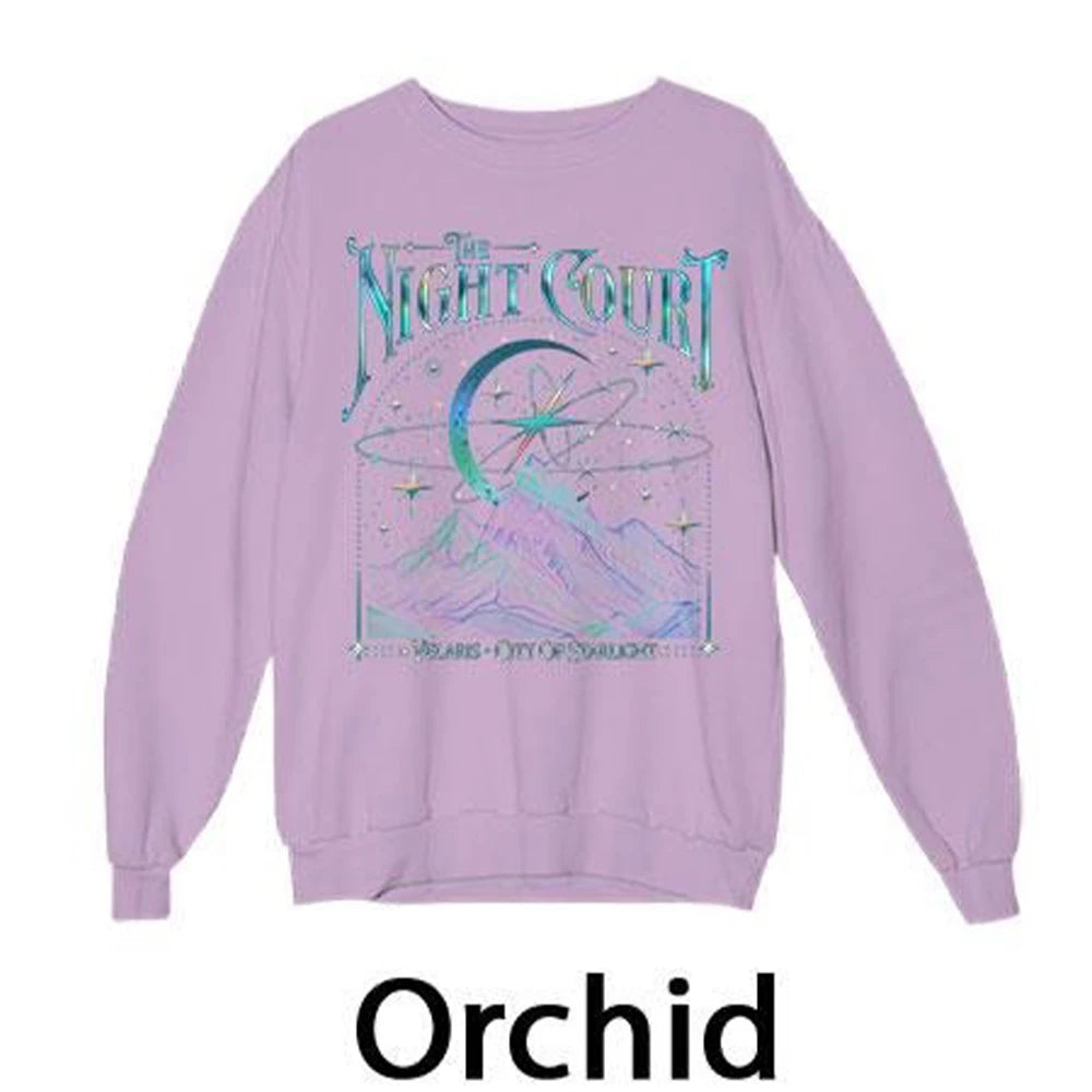 Retro Velaris Acotar The Night Court Two-Sided Crewneck Comfort Fleece Sweatshirt Velaris The Night Court Sweater Y2K Streetwear