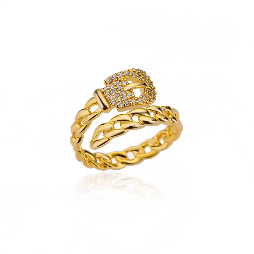 Zircon Double Star Rings For Women Gold Color Stainless Steel Opening Stars Finger Ring Wedding Party Aesthetic Jewelry Gift