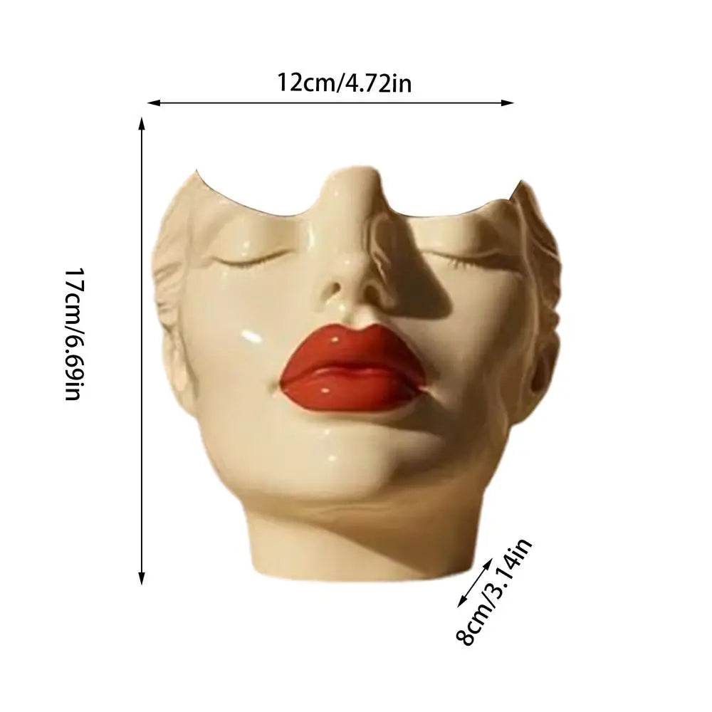 Cosmetic Brush Holder Makeup Organizer For Brushes Women's Head Design Boho Aesthetic Decorative Resin Decoration For Bathroom