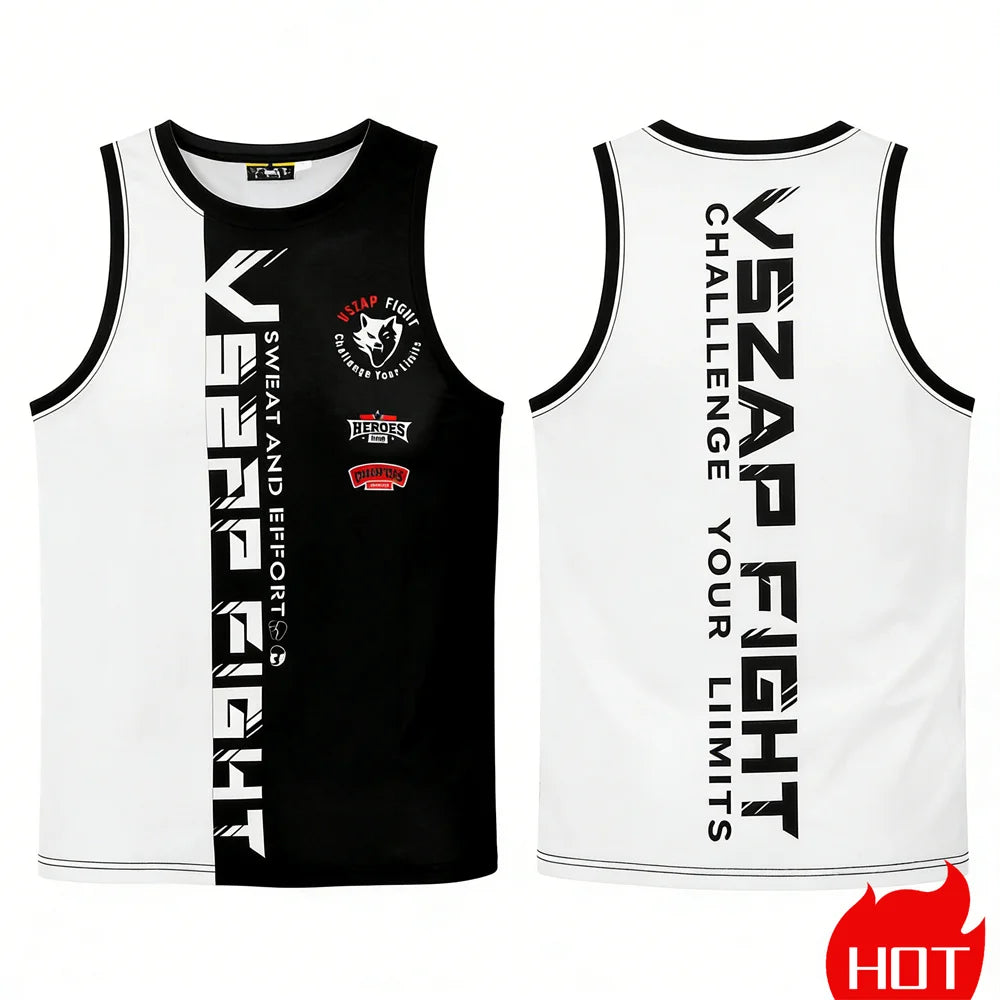 Summer men's sleeveless sports T-shirt Muay Thai training vest Quick drying wrestling vest Muay Thai men's t-shirts and tank top