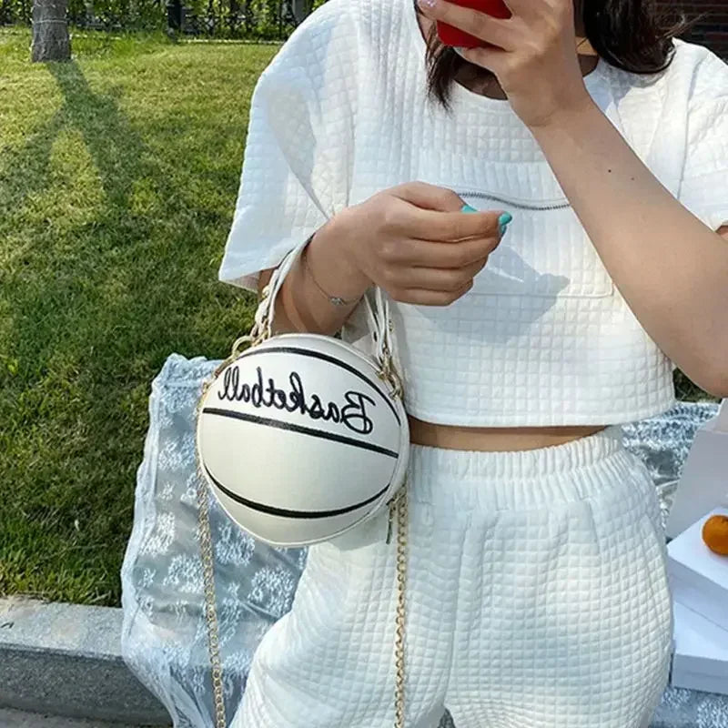 FashionableHigh End Personalized Basketball New Trendy Korean Version Simple Single Shoulder Crossbody Small Round Bag For Women