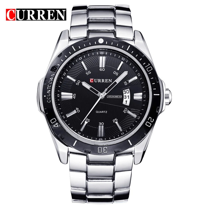 CURREN Fashion Men's Quartz Watch Stainless Steel Waterproof Luminous Man Watch Chronograph Date Multifunction Watches For Men