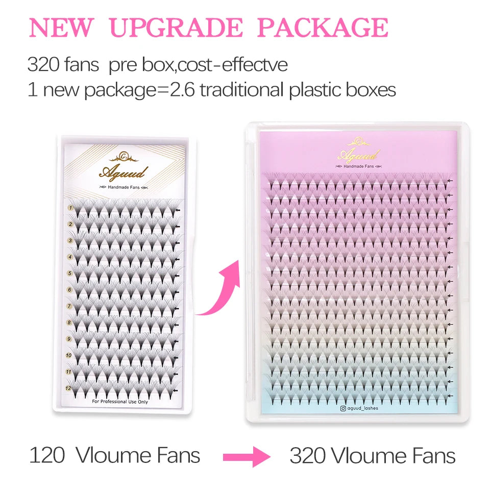 AGUUD Sharp Narrow Stem Premade Fans Eyelash Thin Pointy Base Russian Volume Fans Lash Premade Volume Fans Lashes Makeup Cilios