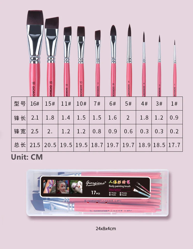 7/10/17 Pcs Multi-functional Face Body Paint Brushes High Quality Sky Blue Artist Watercolor Painting Makeup Tool Make Up Brush