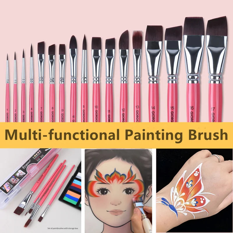 7/10/17 Pcs Multi-functional Face Body Paint Brushes High Quality Sky Blue Artist Watercolor Painting Makeup Tool Make Up Brush
