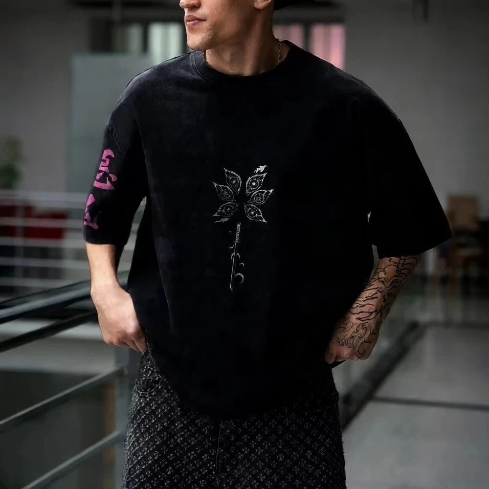 Demon Slayer Akaza Douma Kokushibo Printed T-shirt Men's and Women's T-shirt Men's Top Sports T-shirt Men's T-shirt Harajuku Tee