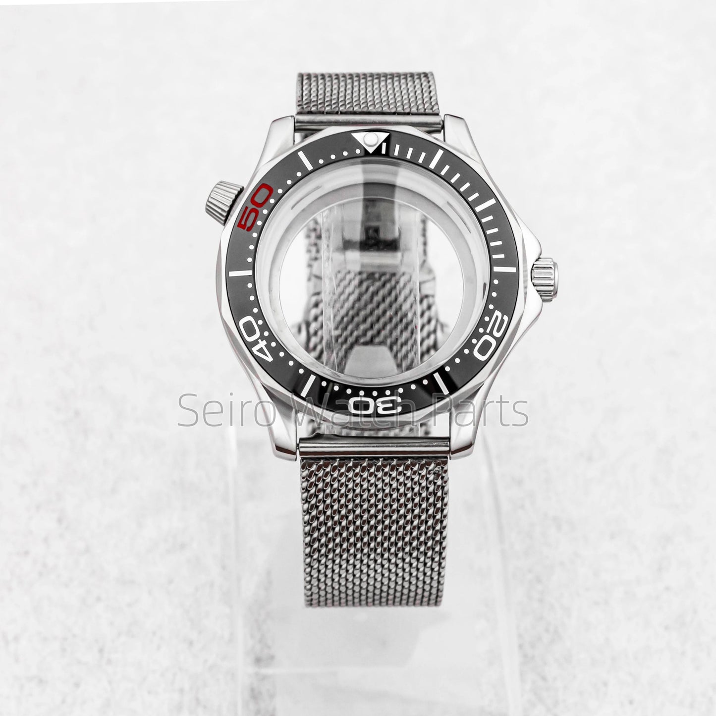 NH35 Case Dial Mesh Strap Bracelet for Seamaster 300 Watches Men Stainless Steel 10ATM Waterproof 41mm Case fit NH35/36 Movement