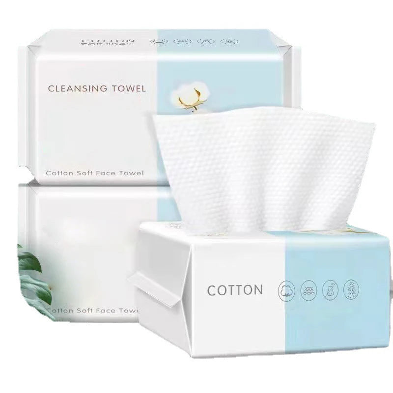 1 Pack of 100pcs Disposable Face Towels, Soft Makeup Remover Wipes, Travel Facial Cleansing Cotton Rounds, Dry & Wet Use
