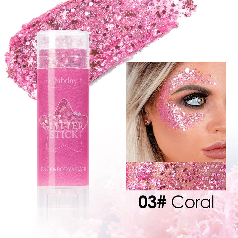 Face Body Sequins Glitter Gel Stick Makeup White Pearl Pink Highlighter Hair Painting Brighten Stage Makeup Flash Sequins Cream