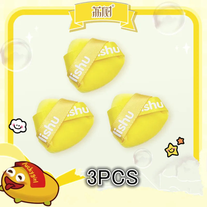 LISHU 3pcs Mini Flocking Powder Puffs Detail Makeup Blender Sponge Fluffy  Plush Blusher Foundation  Application Cosmetic Tool