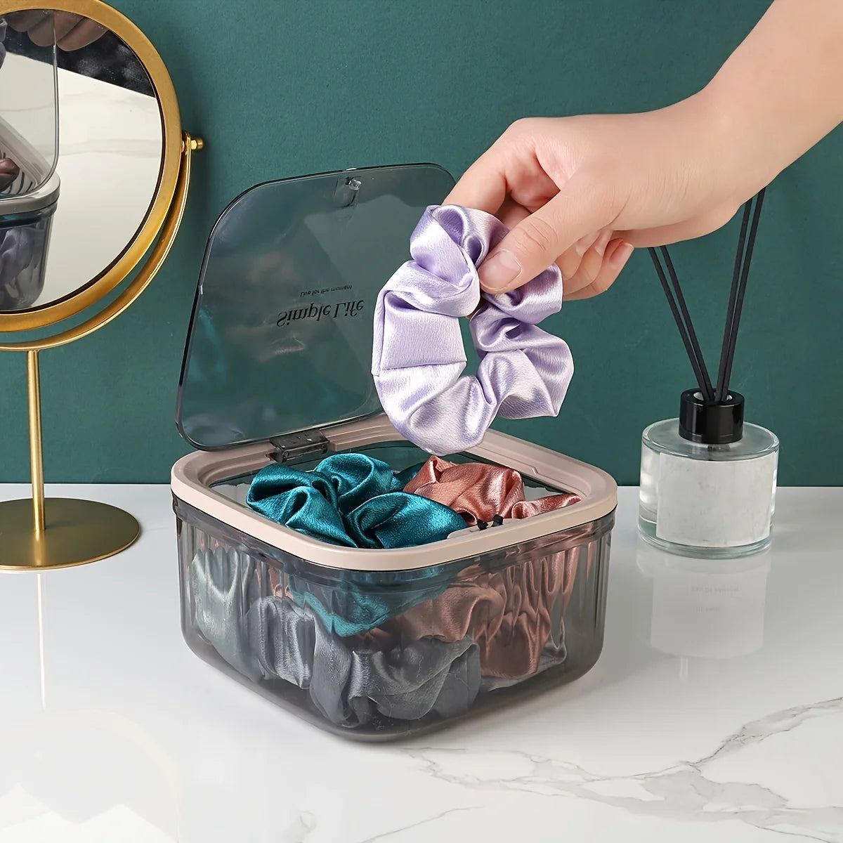 Hair Accessories Organizer, Clear Hair Tie Organizer for Headband, Bows, Makeup Remover Pads,Storage Cotton Swab Organization