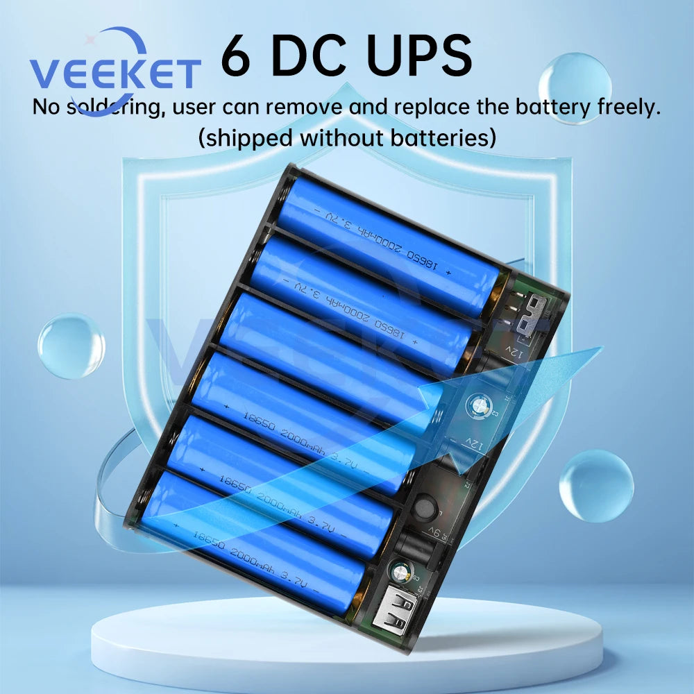 DIY Power Bank 18650 Battery Case UPS Uninterrupted Power Supply Multi Voltage Output Optical Cat Router Charger Box