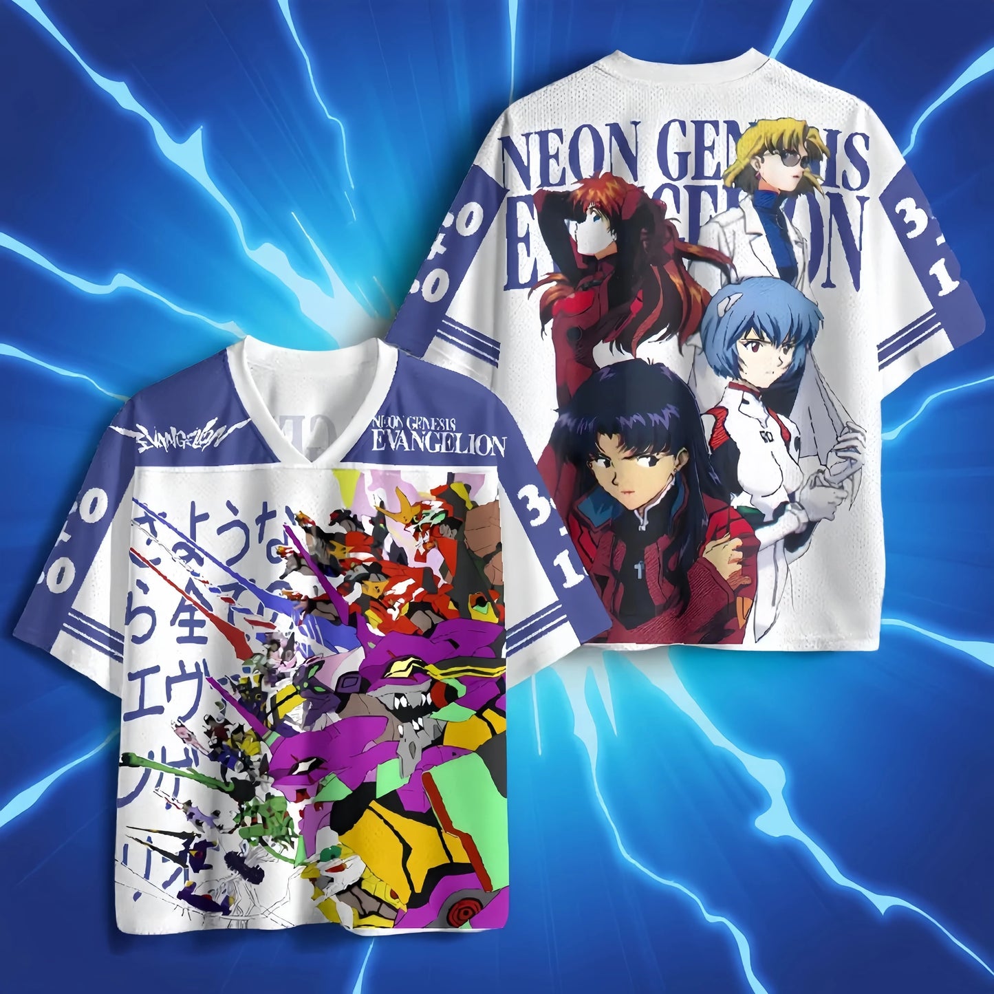 Neon Genesis Evangelion Anime V-Neck Jersey 3D Print Oversized Streetwear Harajuku Tops for Men Women 2026 New Gift for Fans