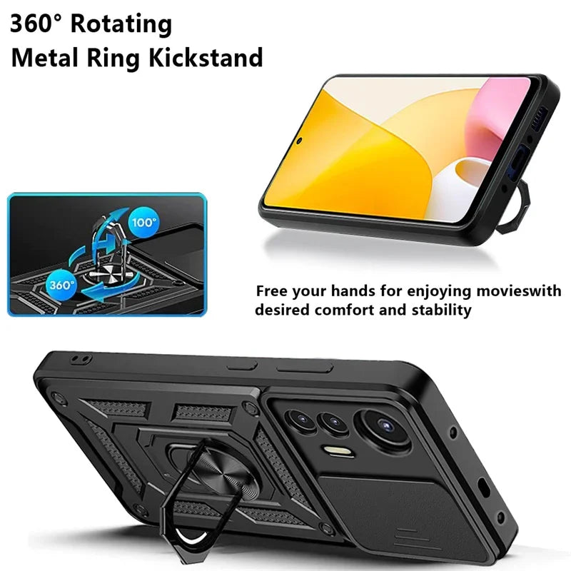 Military Grade Armor Case For Mi Xiaomi 17 15 14 Ultra Pro 13T 13 Lite Max 5G Phone Magnetic Holder Ring Stand Protect Cover