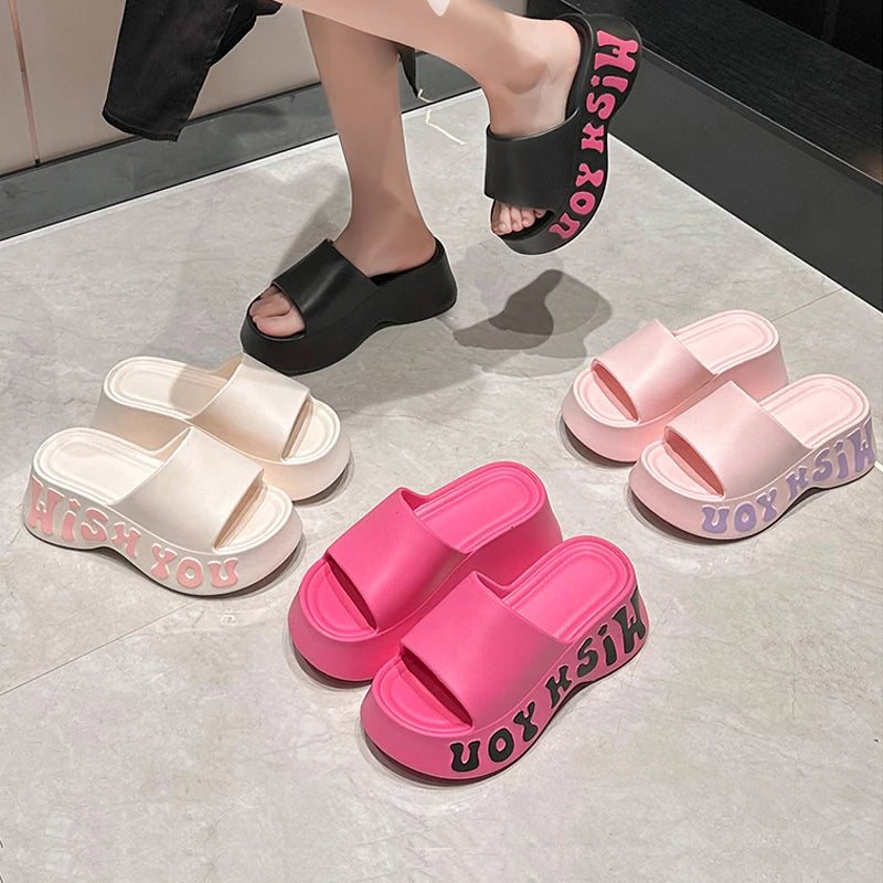 2025 New Trend Conciser Summer Ladies' Shoes Outdoors Cosy Slides Soft Sole Pantshoes Home Sandals For Women Slippers Flip Flops