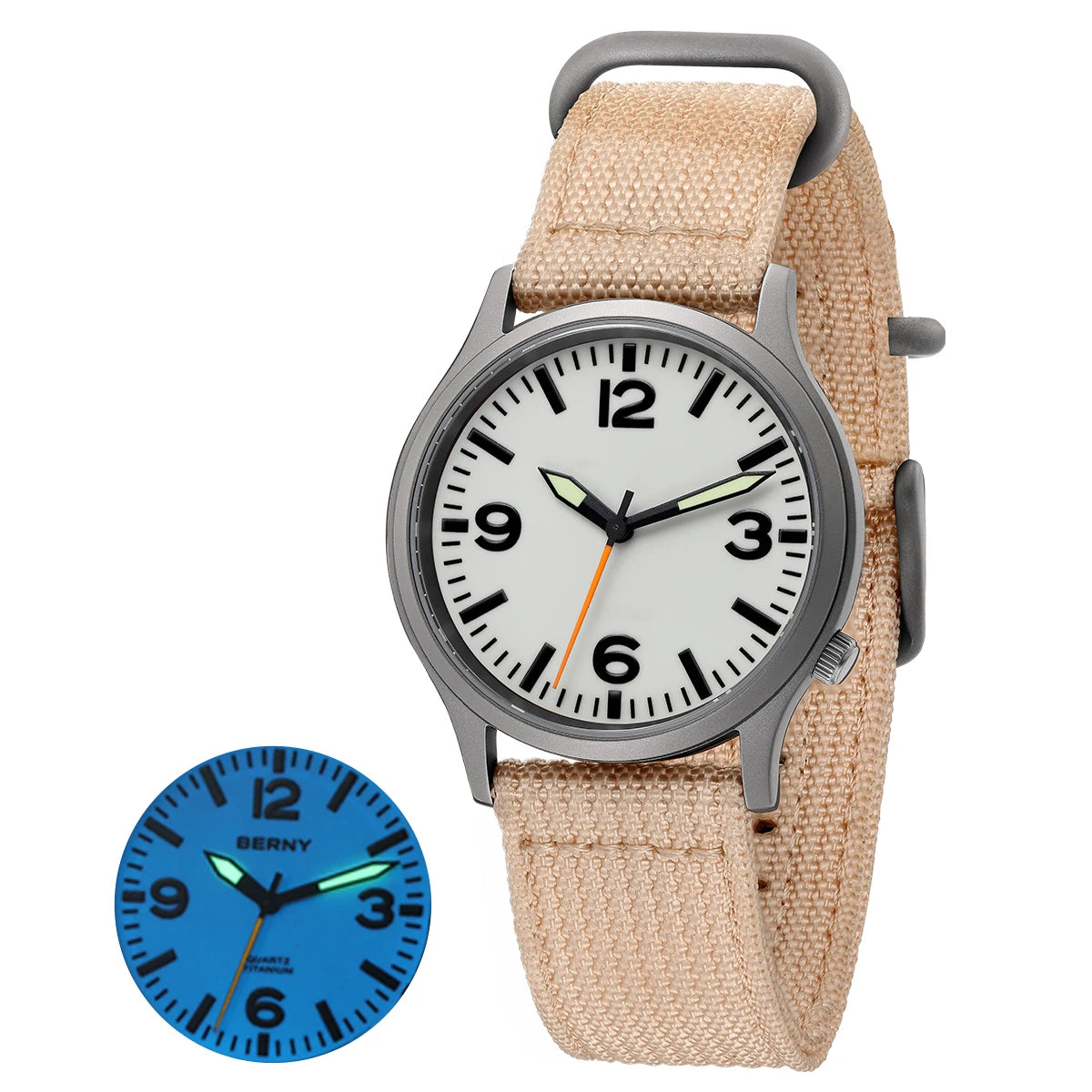 BERNY Titanium Men Watch Lightweight Super Luminous Dial Sports Quartz Watches for Men Sapphire 5AMT Waterproof Wristwatch