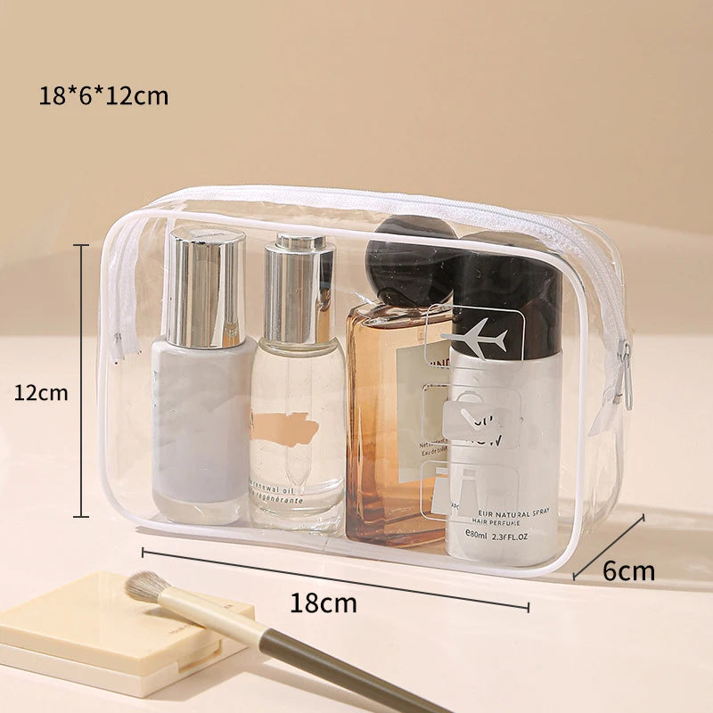 Clear Toiletry Bag Durable PVC Travel Makeup Cosmetic Organizer With Zipper Closure Travel Accessorie